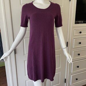 Banana Republic Sweater Dress 100% Cashmere Short Sleeve Mini Plum Size M